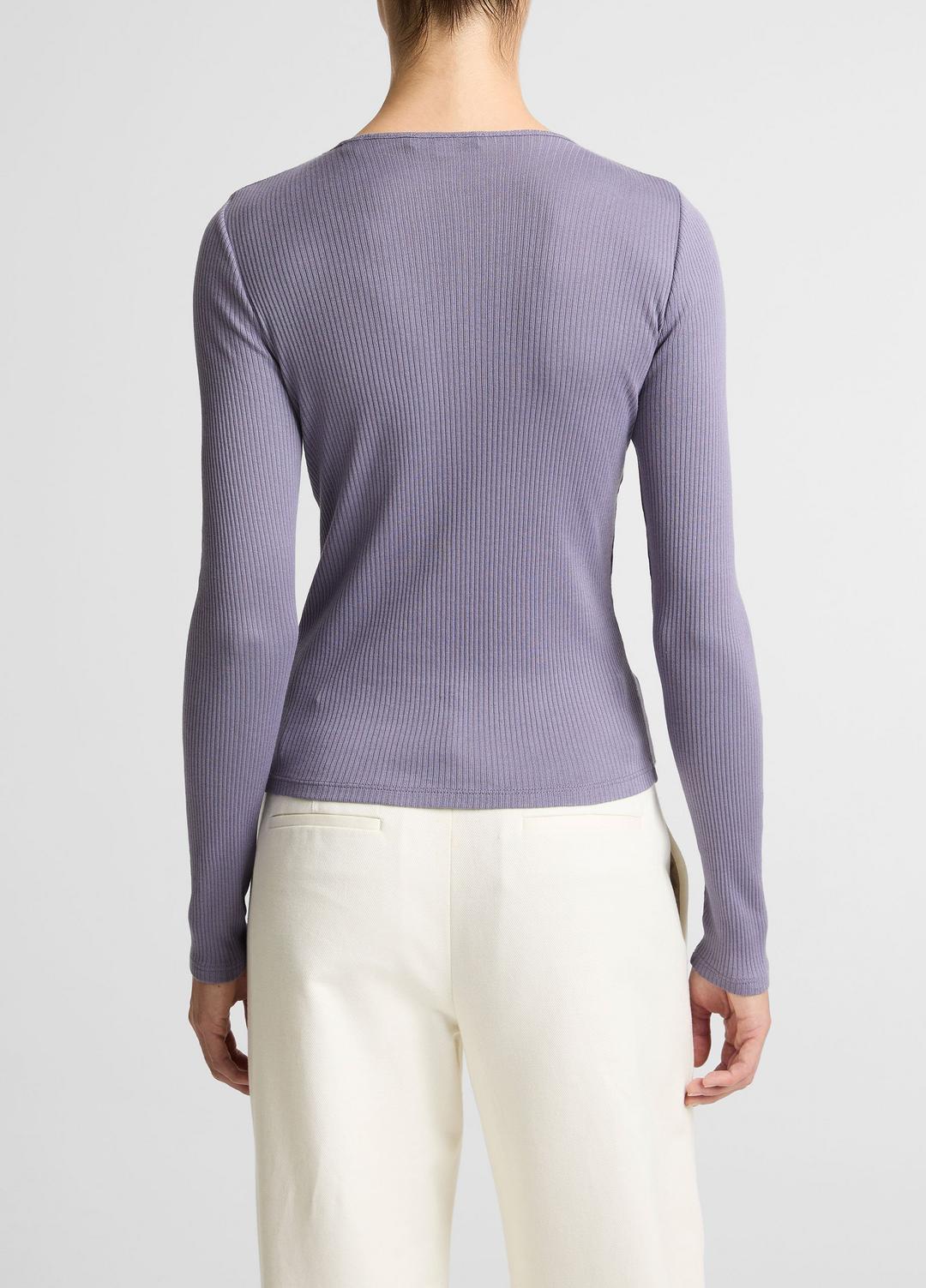 VINCE Women Ribbed Pima Cotton Long-Sleeve T-Shirt in Long Sleeve