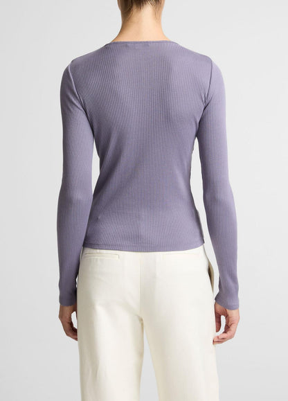 VINCE Women Ribbed Pima Cotton Long-Sleeve T-Shirt in Long Sleeve