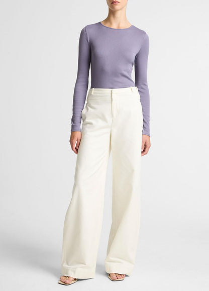 VINCE Women Ribbed Pima Cotton Long-Sleeve T-Shirt in Long Sleeve