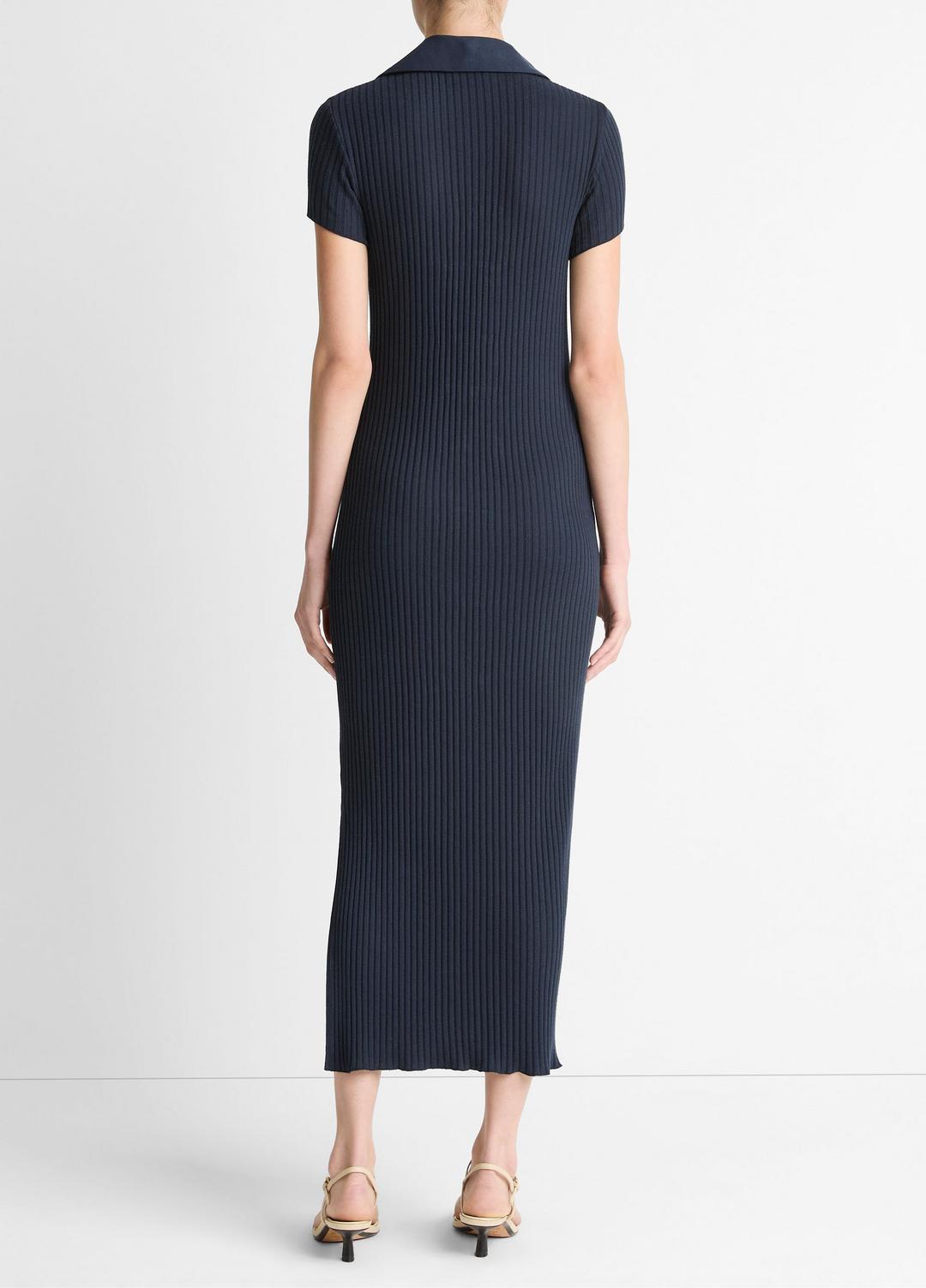 VINCE Women Ribbed Cotton-Blend Polo Dress in Dresses
