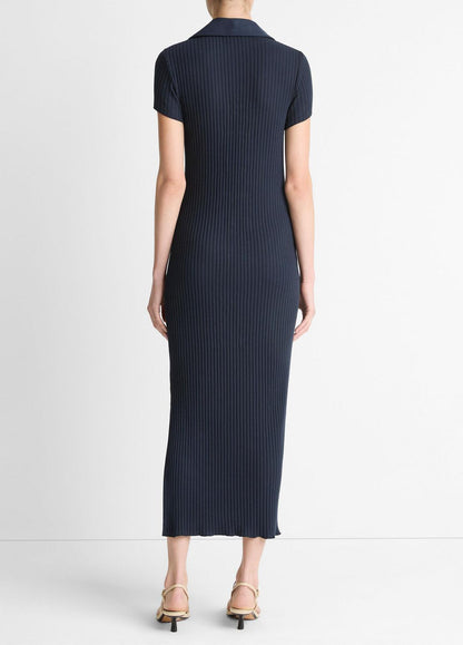 VINCE Women Ribbed Cotton-Blend Polo Dress in Dresses