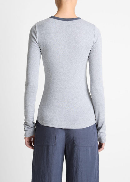 VINCE Women Tipped Heathered Pima Cotton-Blend Long-Sleeve T-Shirt in Long Sleeve