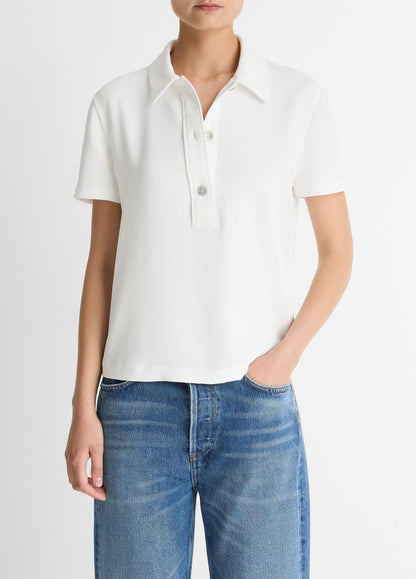 VINCE Women Crepe Polo Shirt in Short Sleeve
