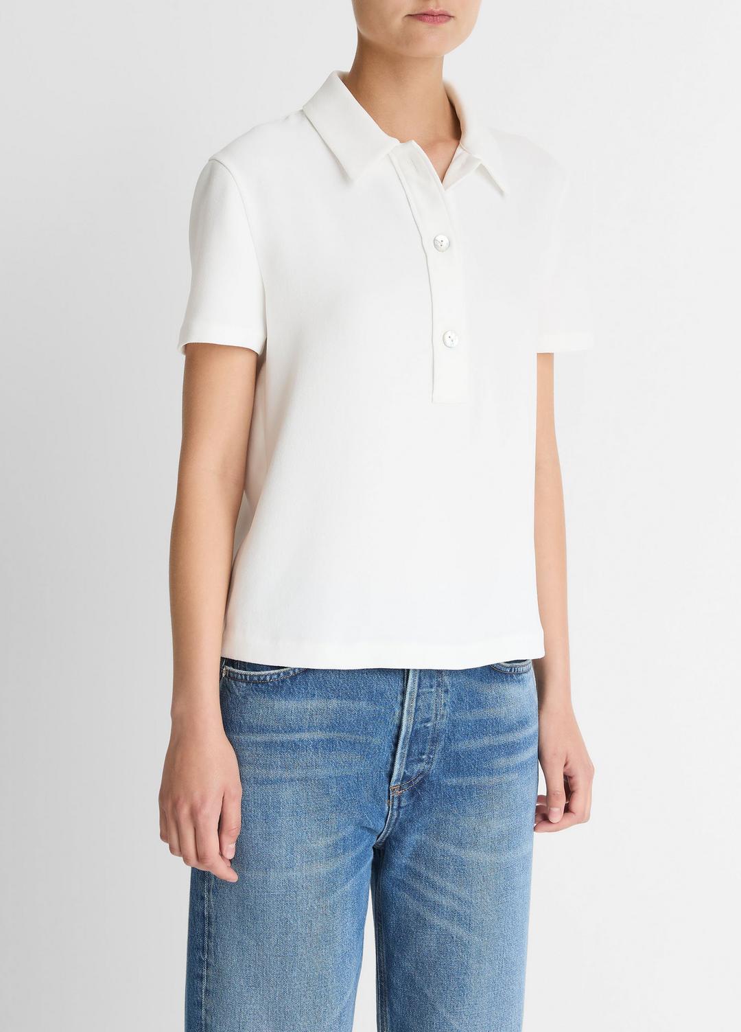 VINCE Women Crepe Polo Shirt in Short Sleeve