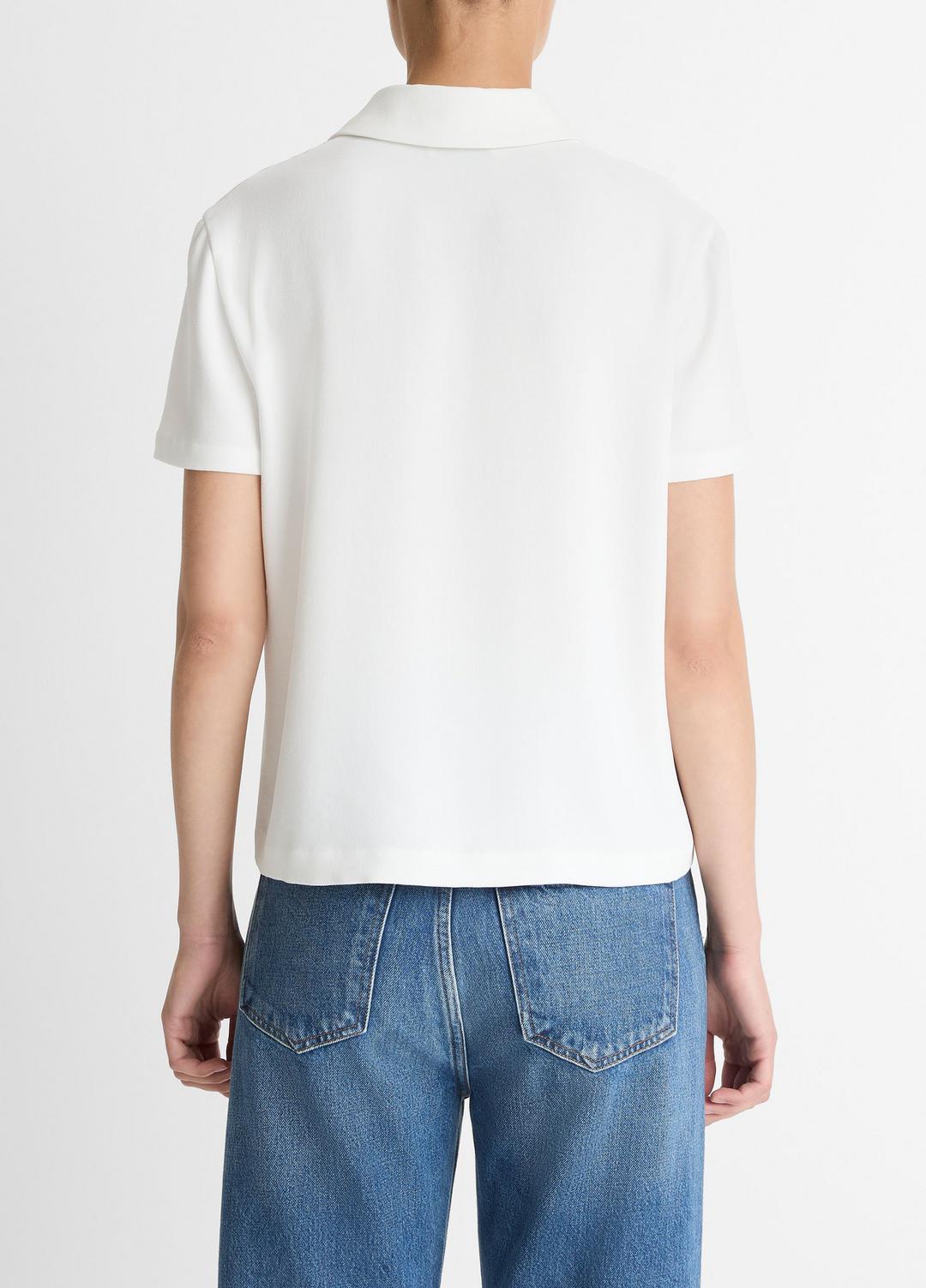 VINCE Women Crepe Polo Shirt in Short Sleeve