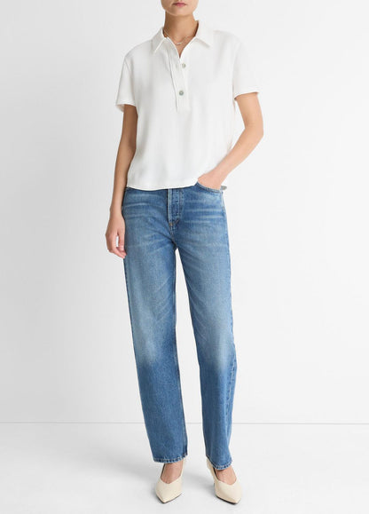 VINCE Women Crepe Polo Shirt in Short Sleeve