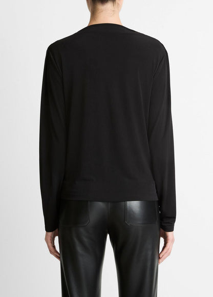 VINCE Women Matte Jersey Cowl-Neck Top in Long Sleeve