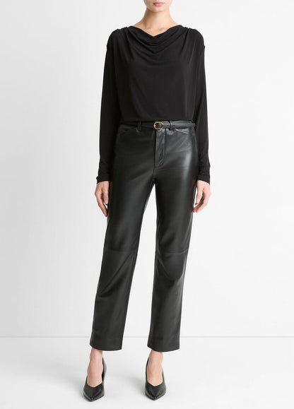 VINCE Women Matte Jersey Cowl-Neck Top in Long Sleeve