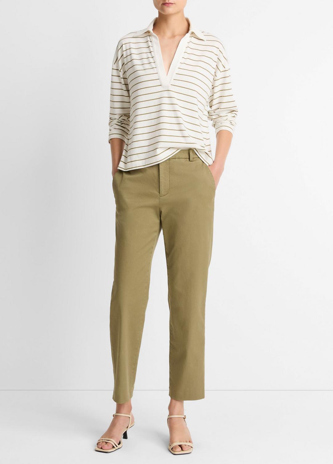VINCE Women Avery Mid-Rise Italian Stretch-Cotton Chino Pant in Trousers