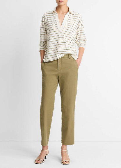 VINCE Women Avery Mid-Rise Italian Stretch-Cotton Chino Pant in Trousers