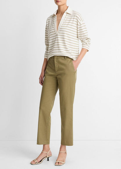 VINCE Women Avery Mid-Rise Italian Stretch-Cotton Chino Pant in Trousers