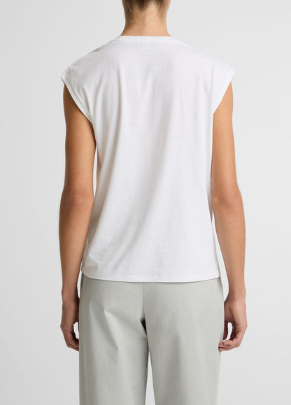 VINCE Women Pima Cotton-Blend Draped Relaxed Top in Tank Tops