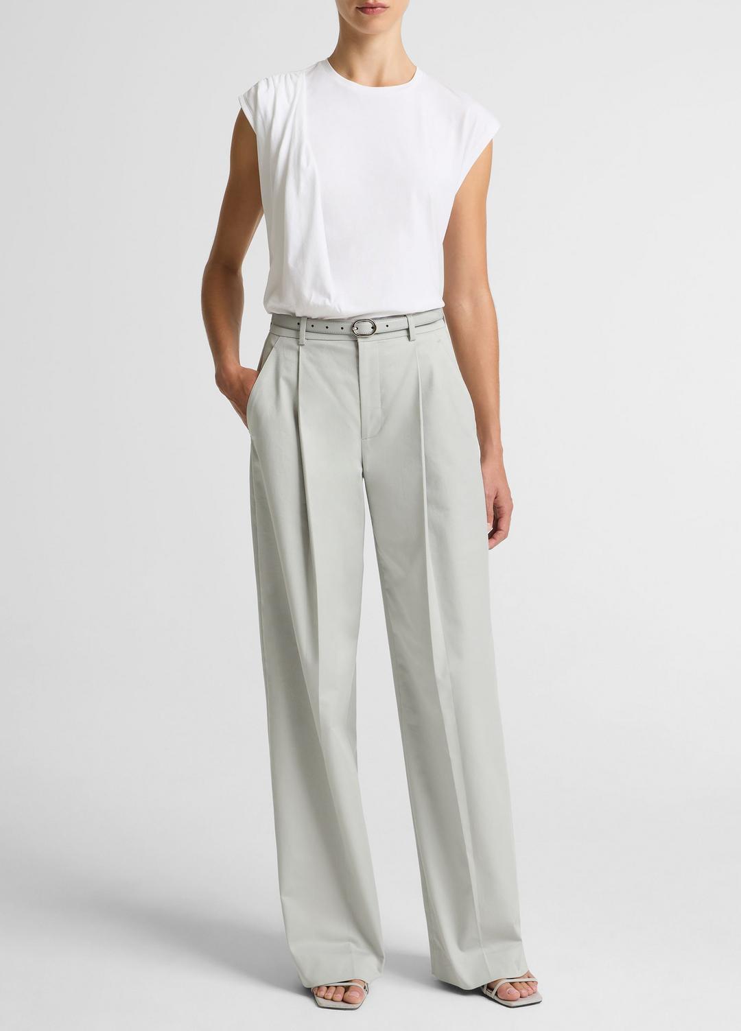 VINCE Women Pima Cotton-Blend Draped Relaxed Top in Tank Tops