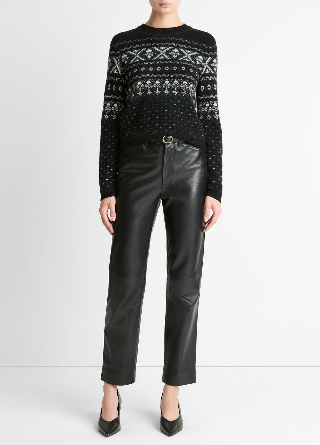 VINCE Women Fair Isle Plush Cashmere Sweater in Crew Neck