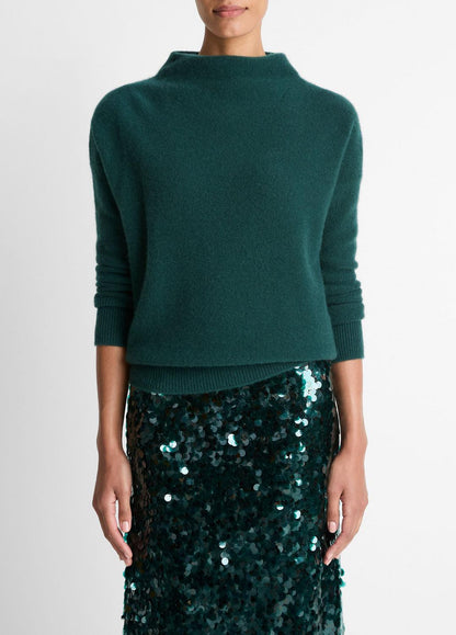 VINCE Women Plush Cashmere Funnel-Neck Sweater in Turtleneck