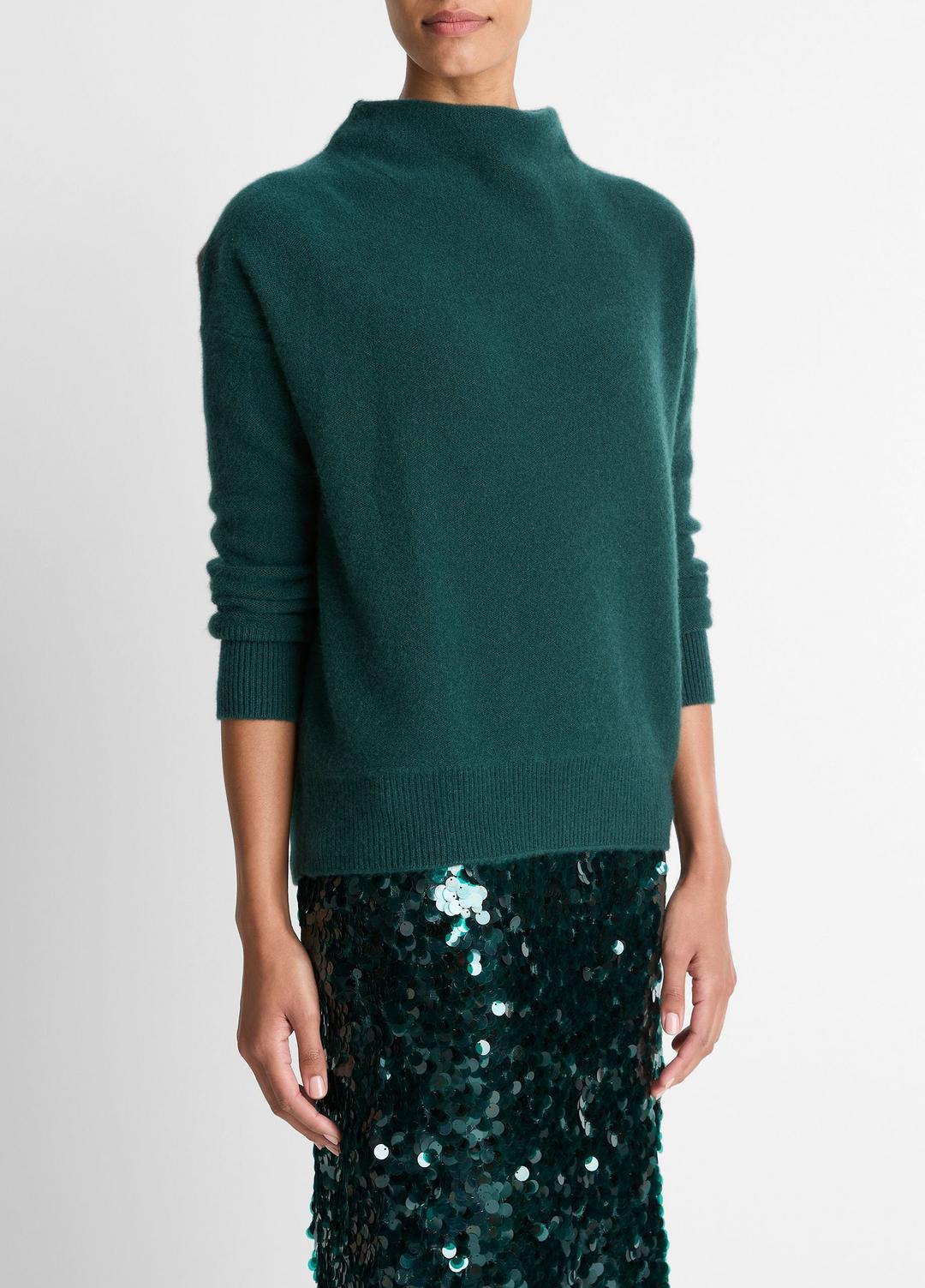 VINCE Women Plush Cashmere Funnel-Neck Sweater in Turtleneck
