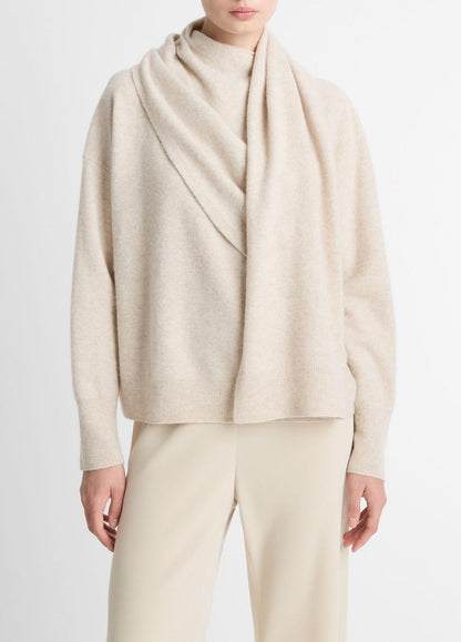 VINCE Women Draped-Shawl Wool-Cashmere Sweater in Turtleneck
