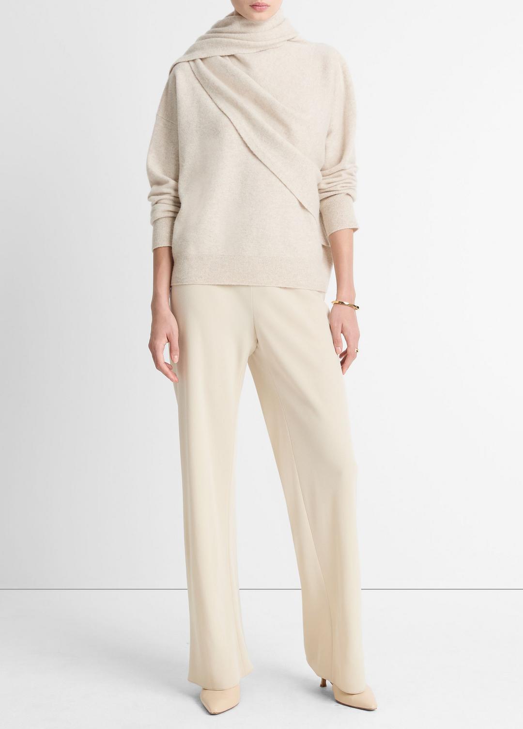 VINCE Women Draped-Shawl Wool-Cashmere Sweater in Turtleneck
