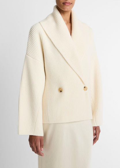 VINCE Women Wool-Blend Draped Sweater Coat in Sweaters