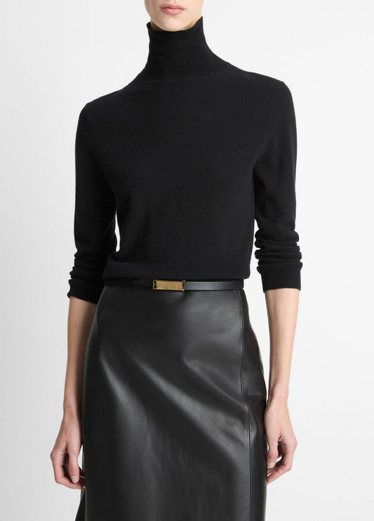 VINCE Women Cashmere-Silk Three-Quarter-Sleeve Mock-Neck Sweater in Turtleneck