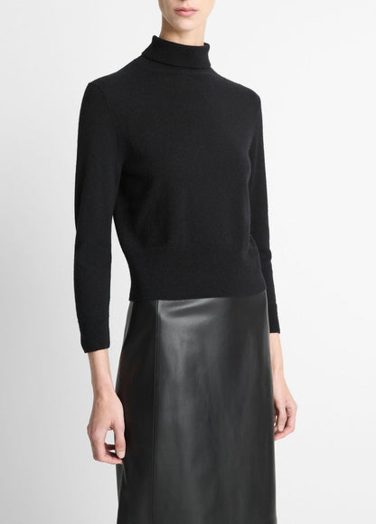 VINCE Women Cashmere-Silk Three-Quarter-Sleeve Mock-Neck Sweater in Turtleneck