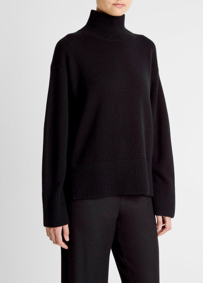 VINCE Women Wool-Cashmere Side-Slit Turtleneck Sweater in Turtleneck