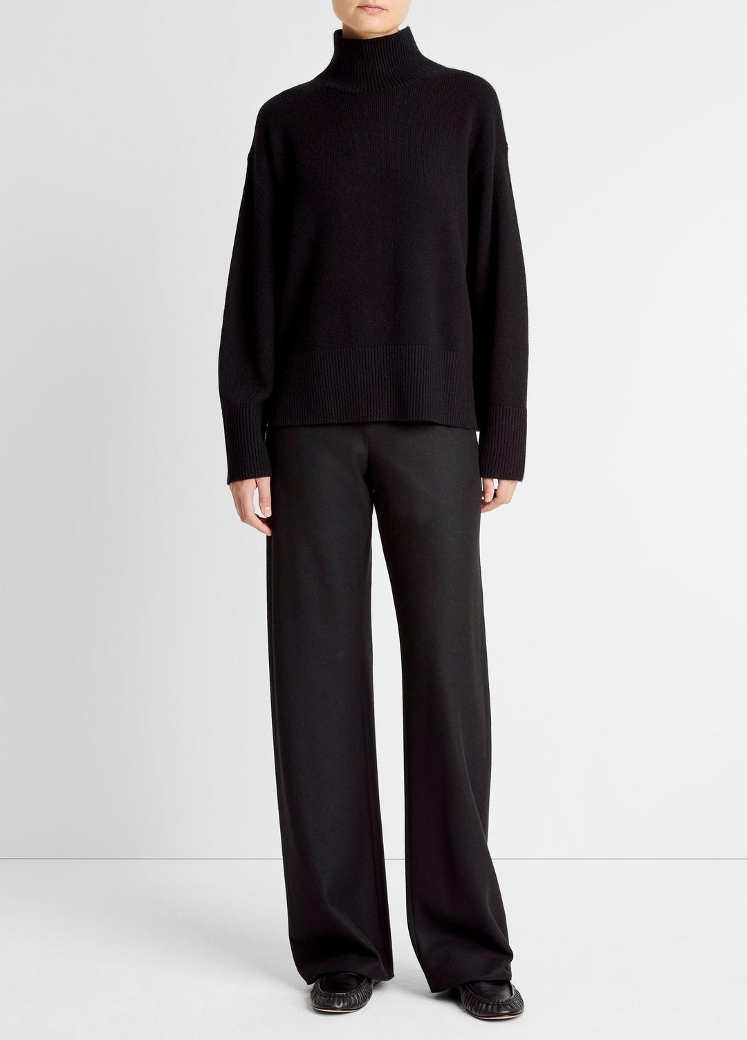 VINCE Women Wool-Cashmere Side-Slit Turtleneck Sweater in Turtleneck
