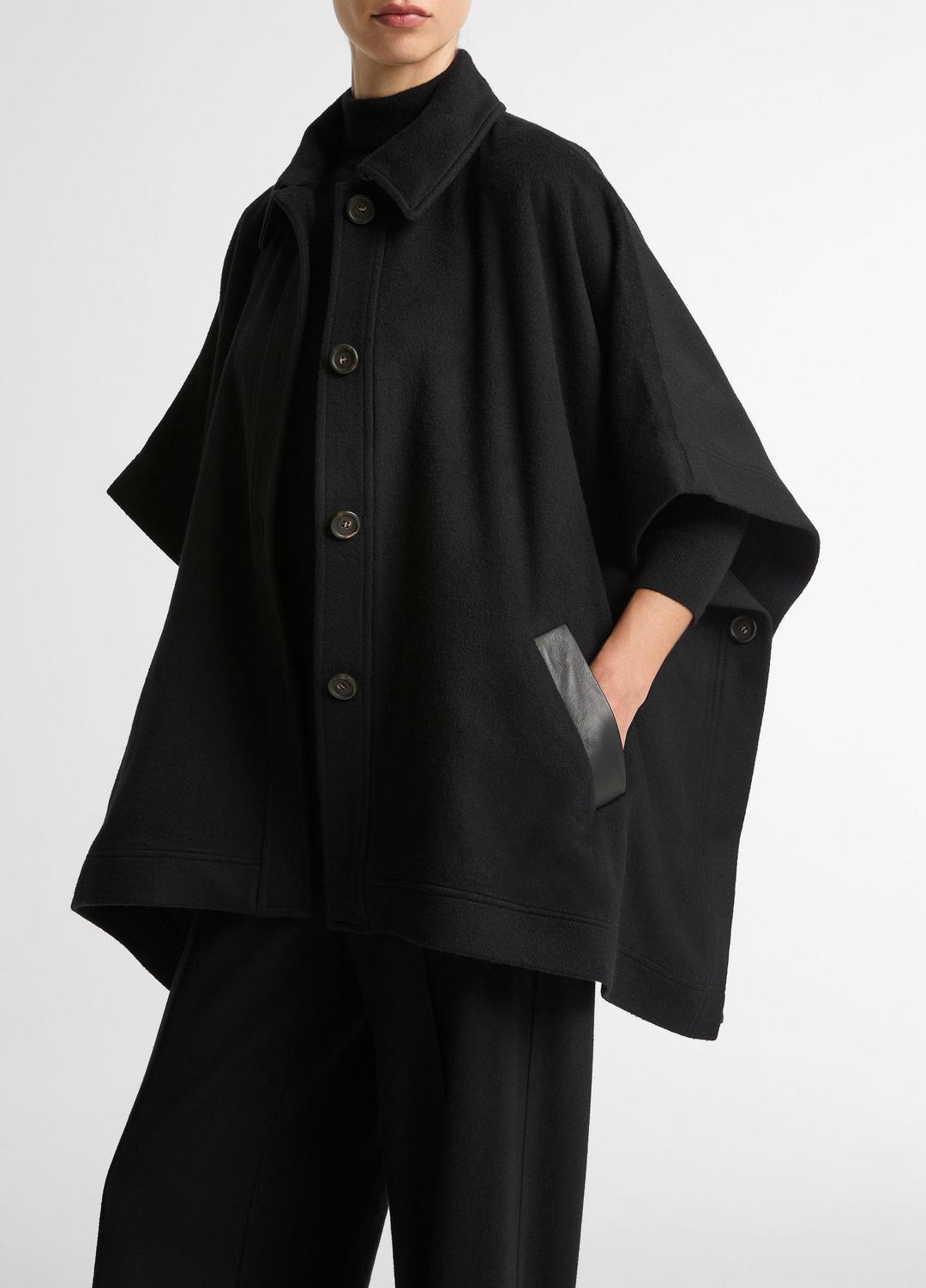 VINCE Women Leather-Trim Wool Cape in Accessories