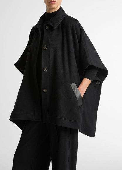 VINCE Women Leather-Trim Wool Cape in Accessories