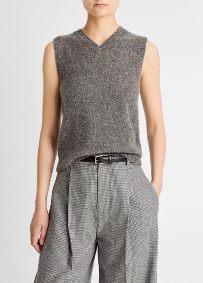 VINCE Women Donegal Plush Cashmere Sweater Vest in V-Neck