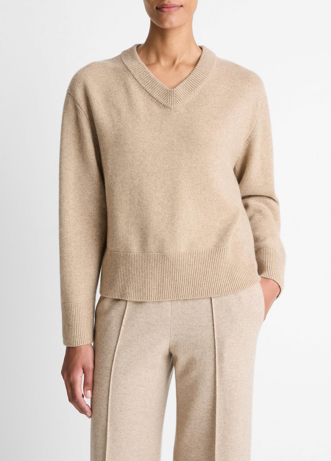 VINCE Women Wool-Cashmere V-Neck Sweater in V-Neck