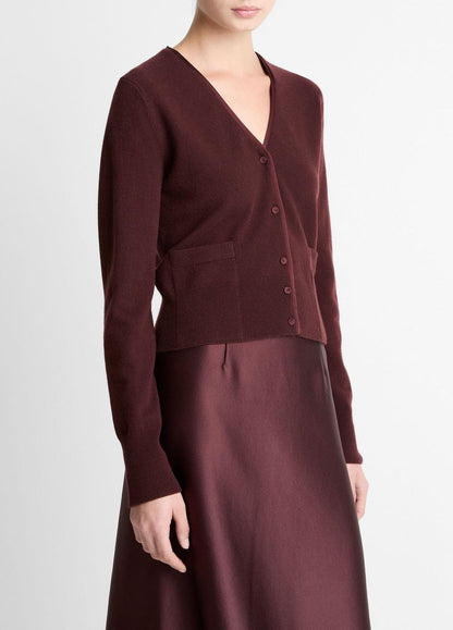 VINCE Women Satin-Trim Wool & Cashmere-Blend Cardigan in Cardigans