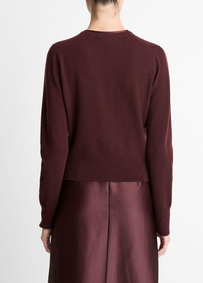 VINCE Women Satin-Trim Wool & Cashmere-Blend Cardigan in Cardigans