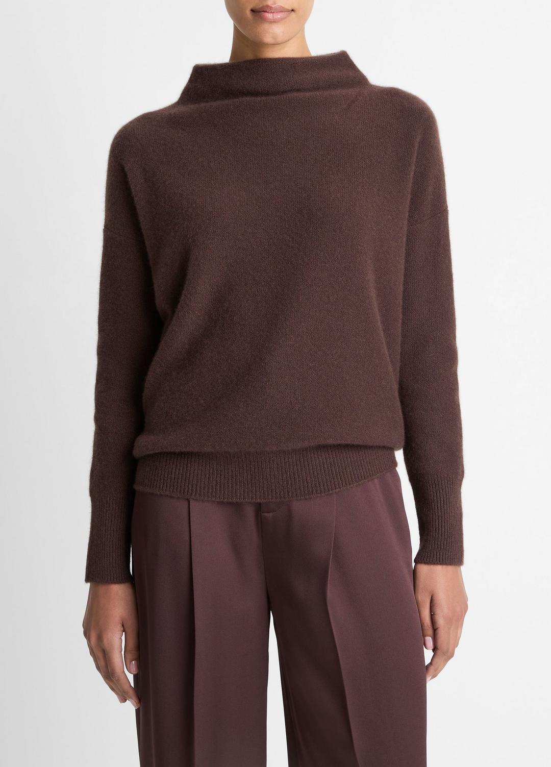 VINCE Women Plush Cashmere Funnel-Neck Sweater in Turtleneck