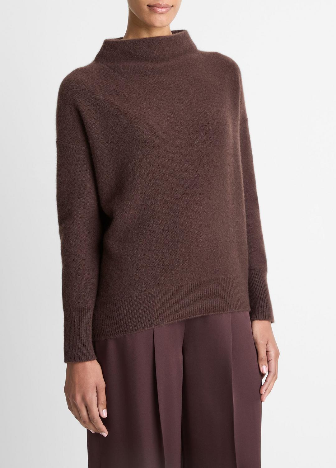 VINCE Women Plush Cashmere Funnel-Neck Sweater in Turtleneck