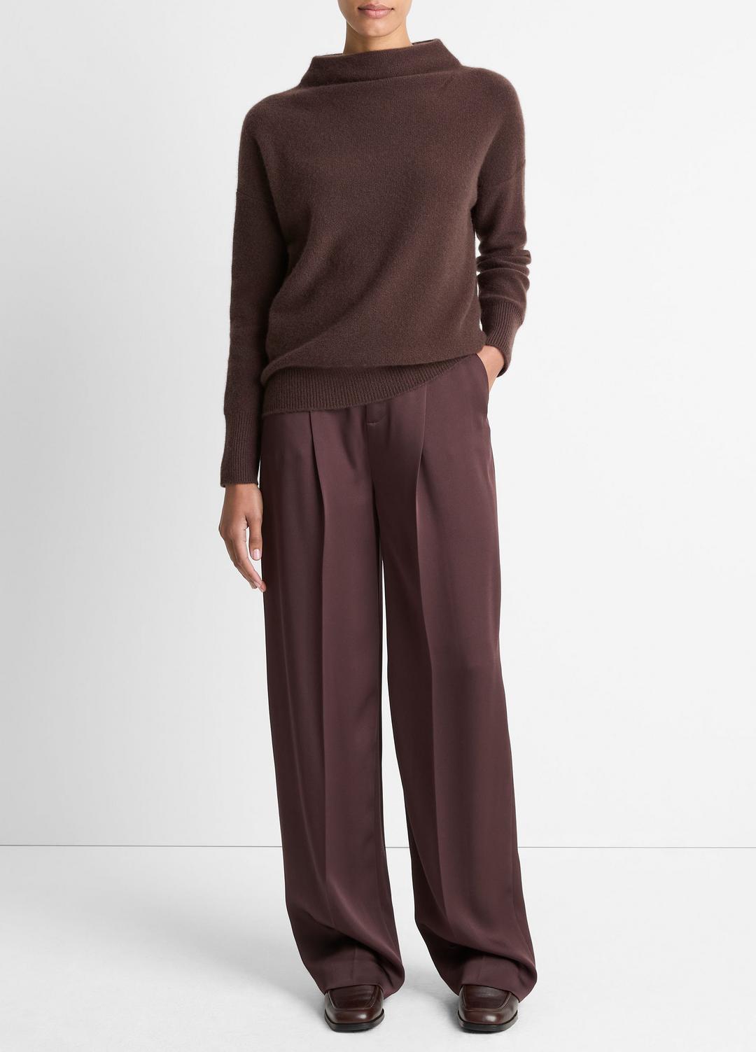 VINCE Women Plush Cashmere Funnel-Neck Sweater in Turtleneck