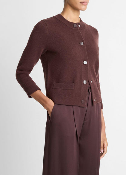 VINCE Women Wool-Blend Shrunken Snap Cardigan in Cardigans