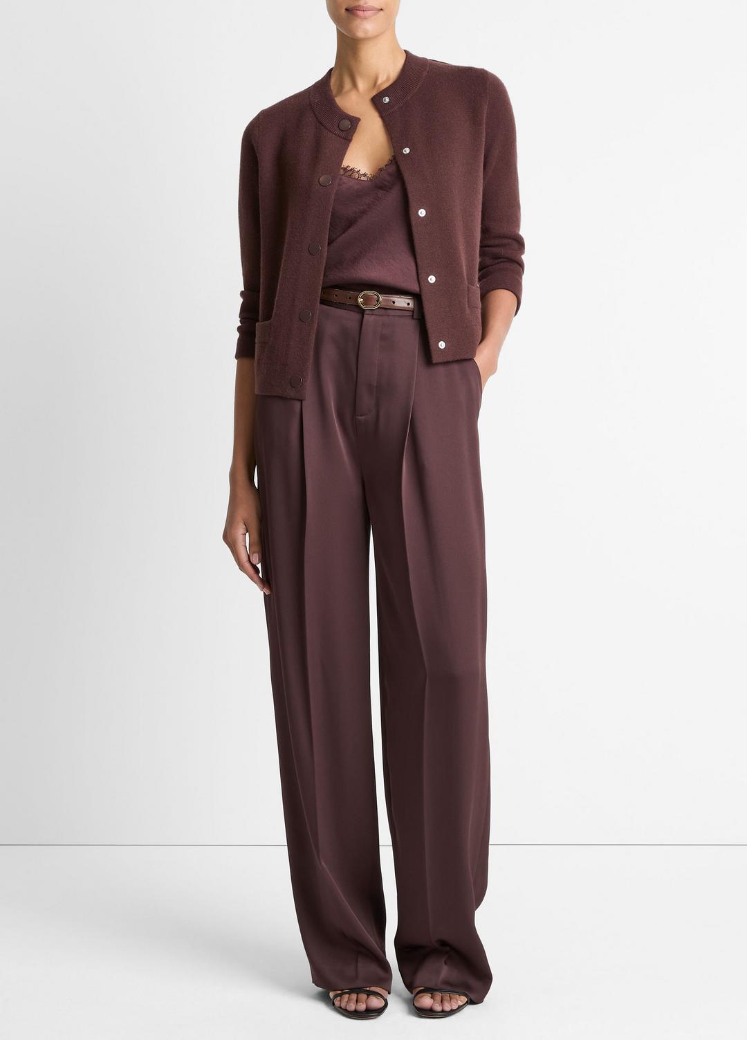 VINCE Women Wool-Blend Shrunken Snap Cardigan in Cardigans