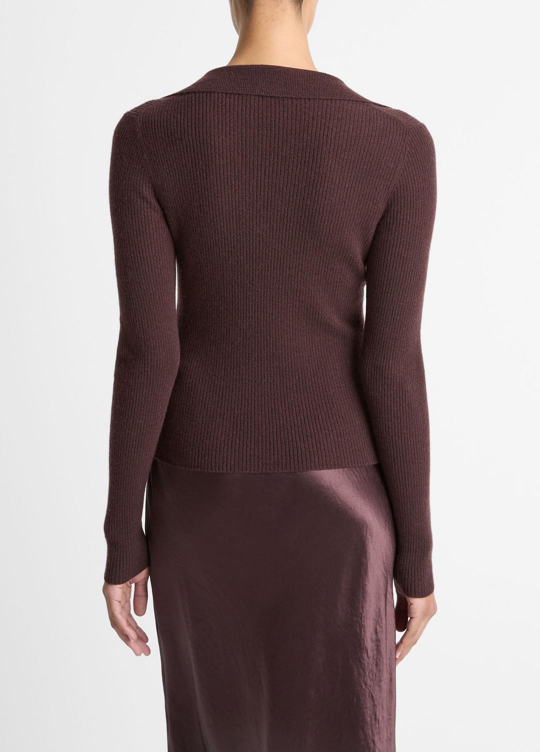 VINCE Women Ribbed Cashmere-Silk Polo Sweater in Cashmere