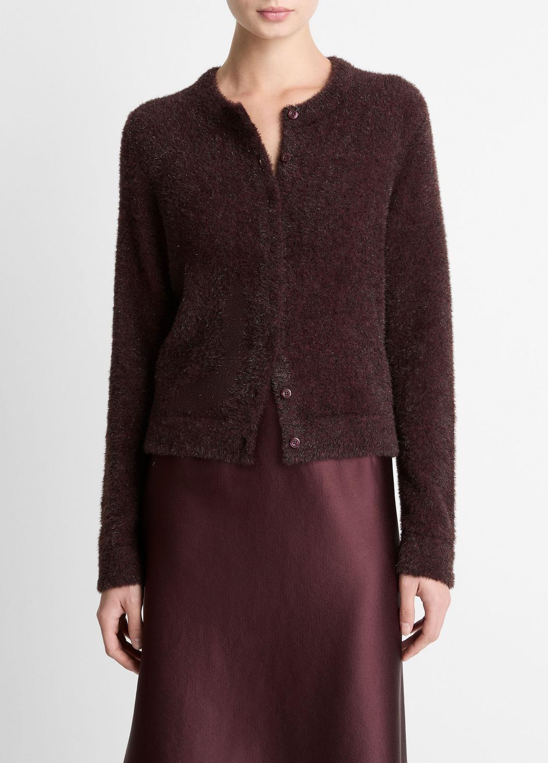 VINCE Women Metallic Eyelash Cardigan in Cardigans