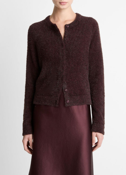 VINCE Women Metallic Eyelash Cardigan in Cardigans