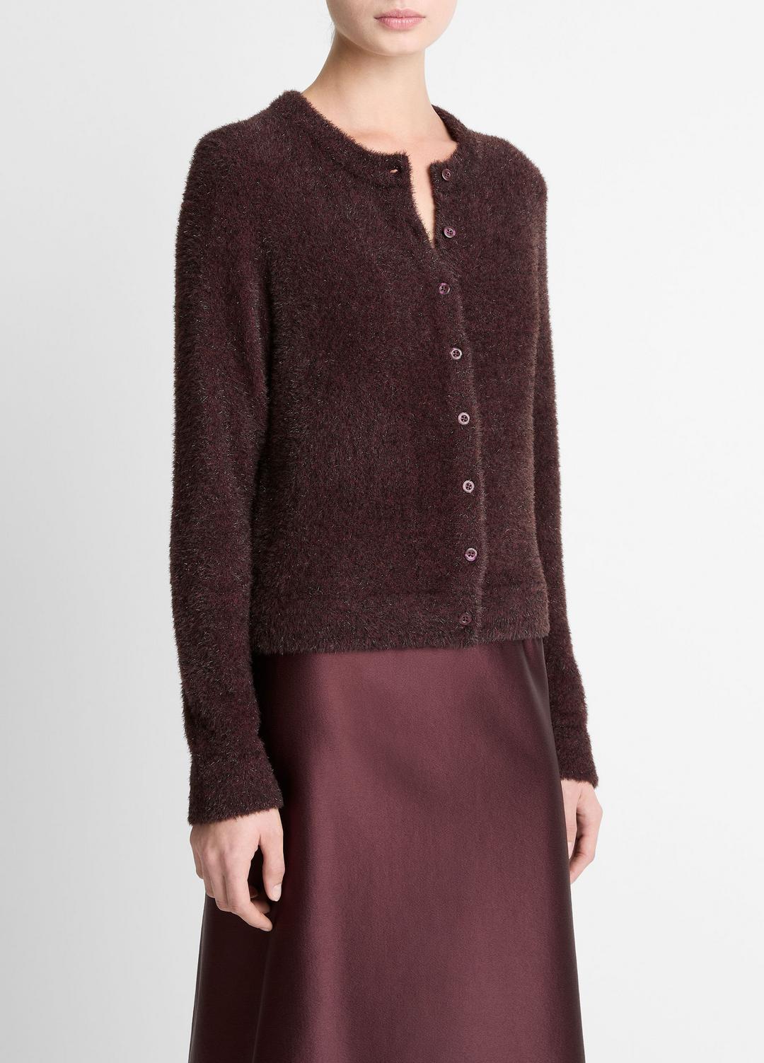 VINCE Women Metallic Eyelash Cardigan in Cardigans