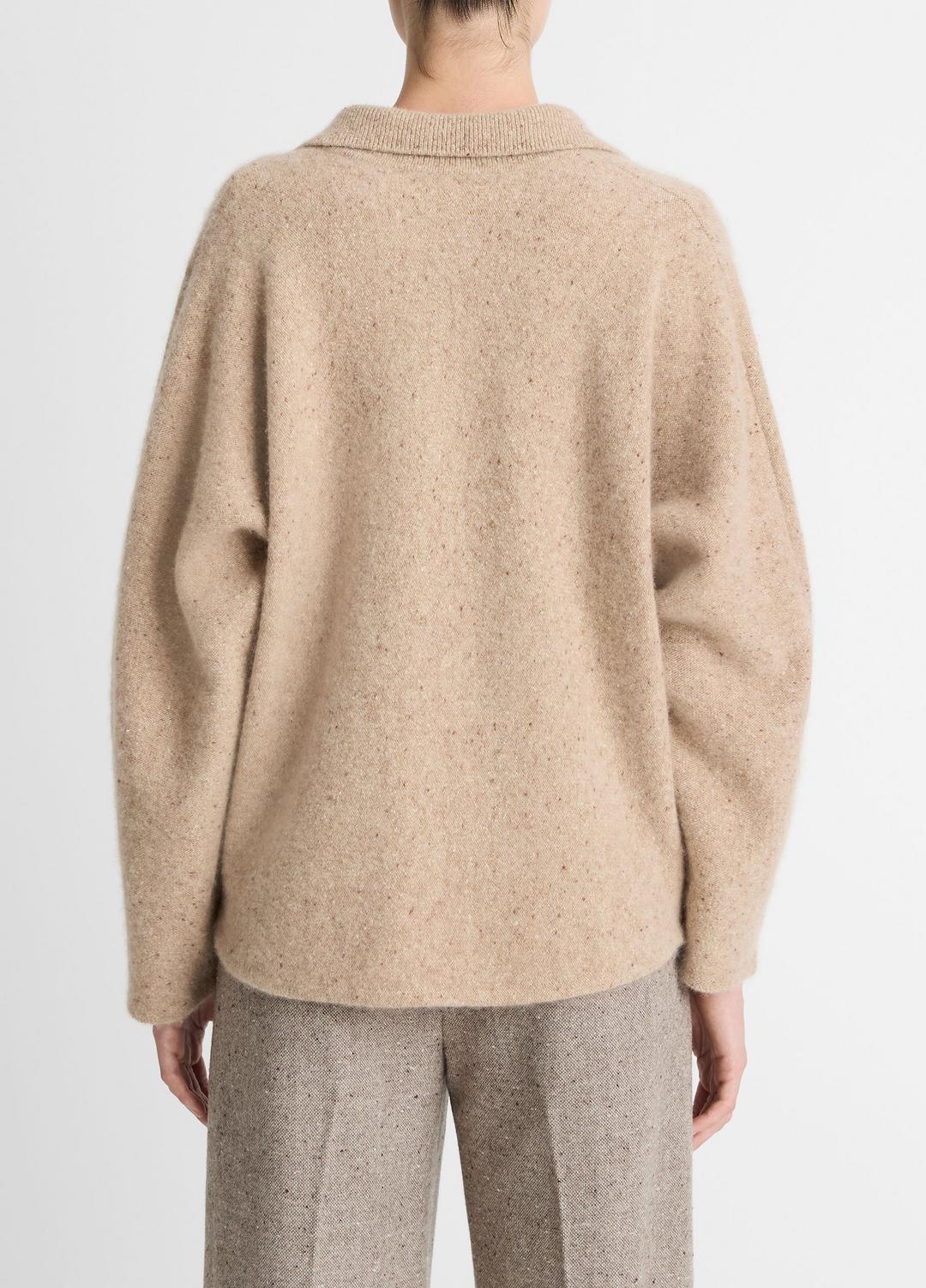 VINCE Women Donegal Plush Cashmere Dolman-Sleeve Polo Sweater in Cashmere