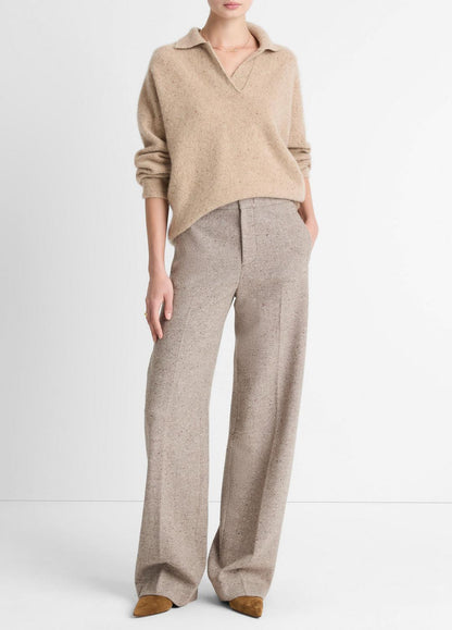 VINCE Women Donegal Plush Cashmere Dolman-Sleeve Polo Sweater in Cashmere