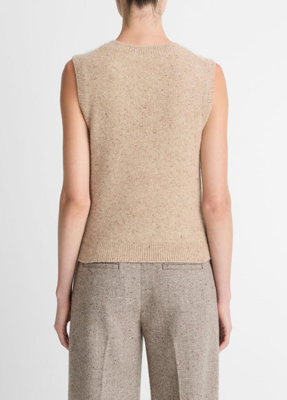 VINCE Women Donegal Plush Cashmere Sweater Vest in V-Neck