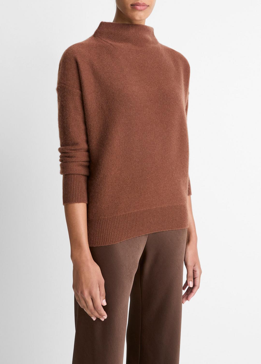 VINCE Women Plush Cashmere Funnel-Neck Sweater in Turtleneck
