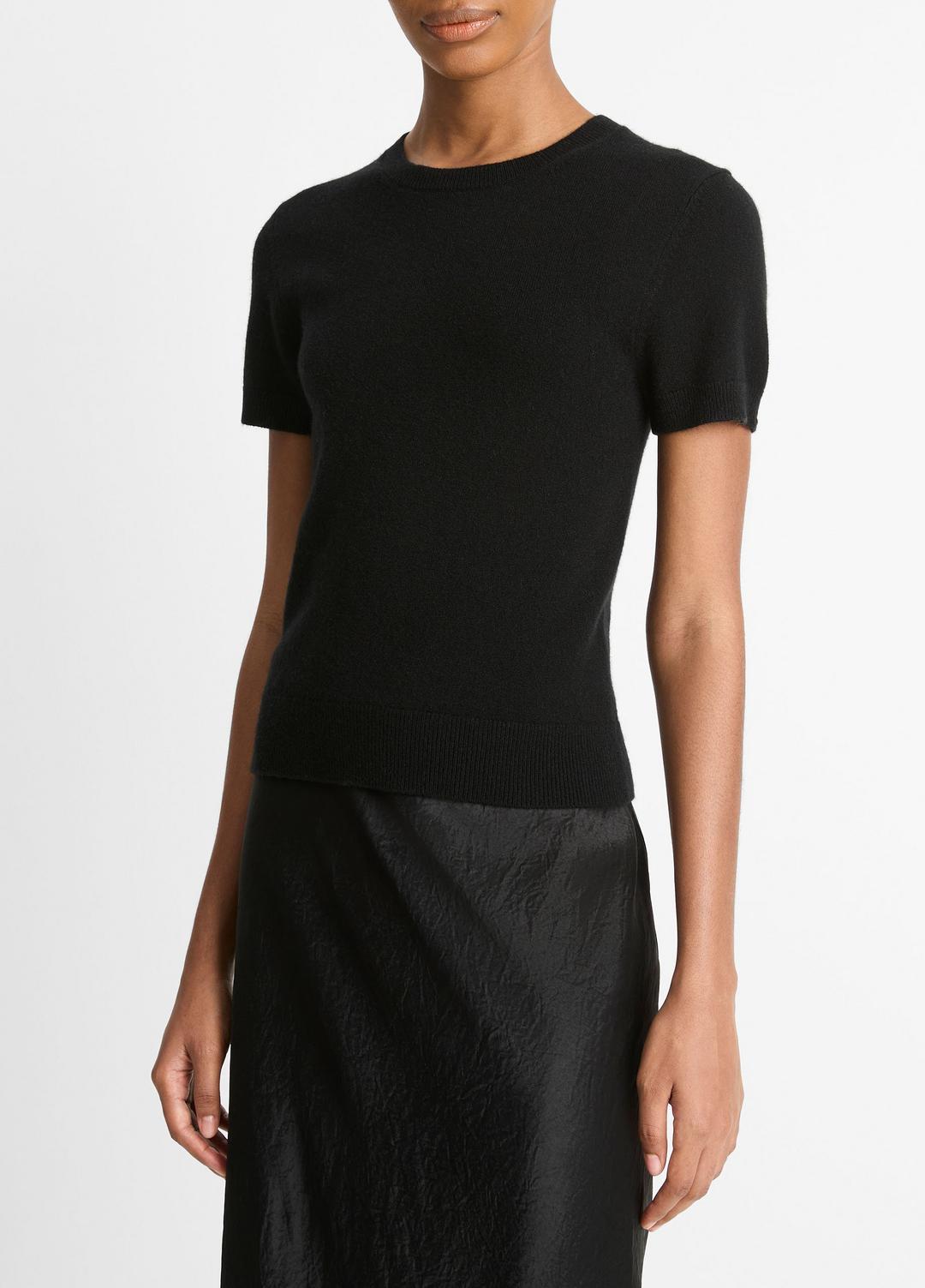 VINCE Women Wool & Cashmere-Blend Short-Sleeve Sweater in Crew Neck