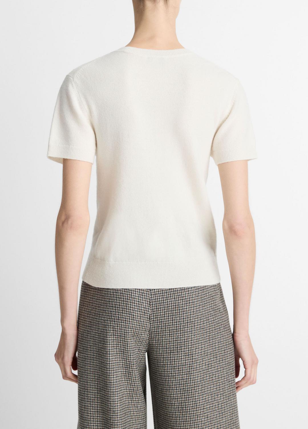VINCE Women Wool & Cashmere-Blend Short-Sleeve Sweater in Crew Neck