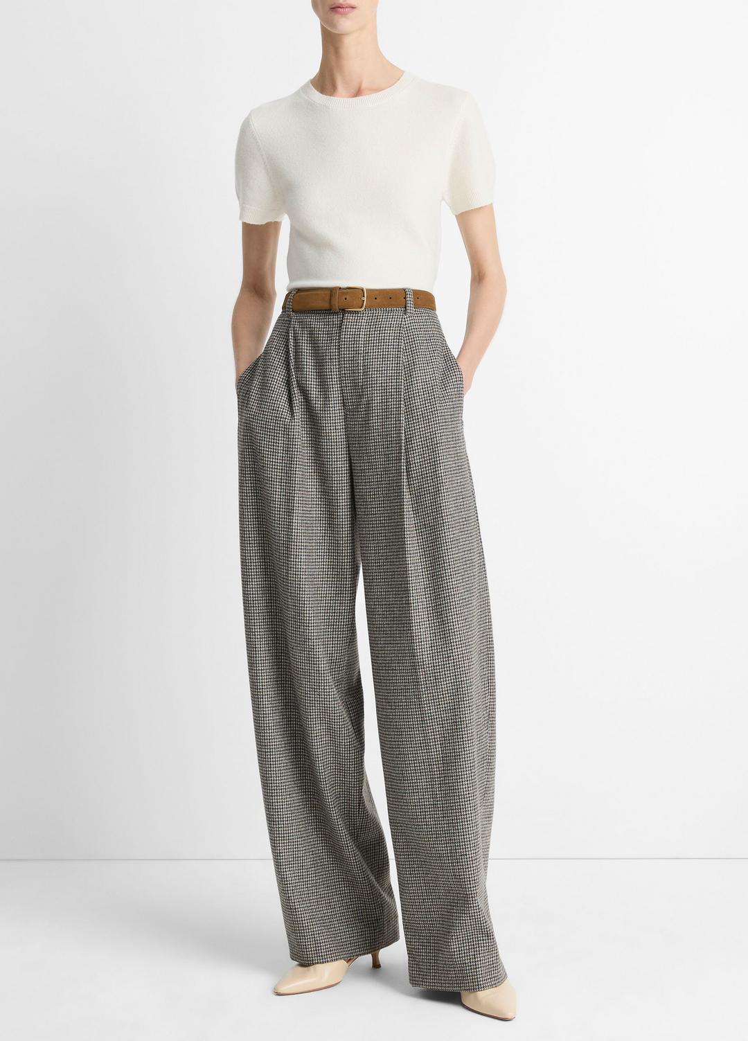 VINCE Women Wool & Cashmere-Blend Short-Sleeve Sweater in Crew Neck