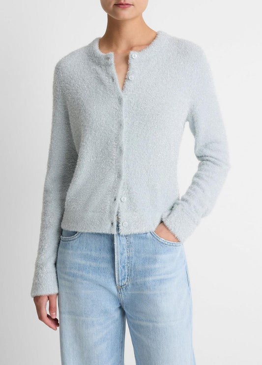 VINCE Women Metallic Eyelash Cardigan in Cardigans